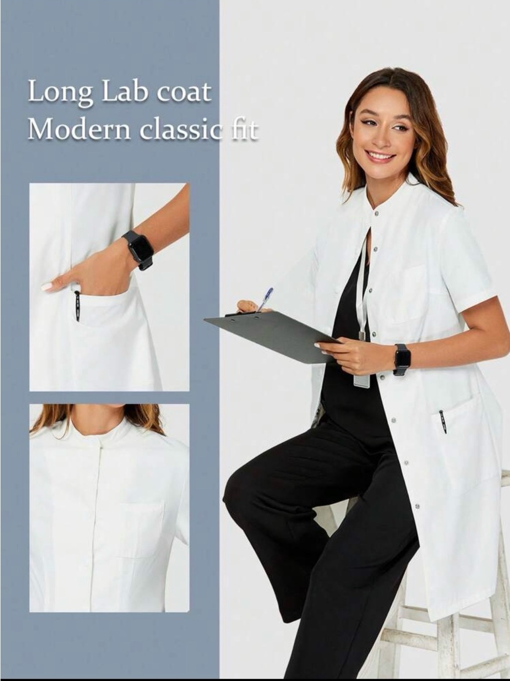 White Long Lab Coat - Modern Classic Fit